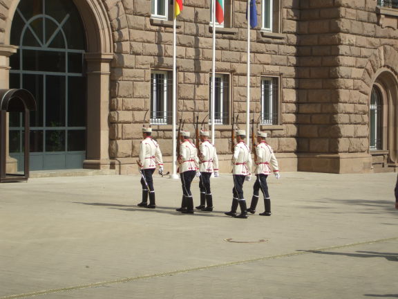 Honor guard carrying SKS rifles at the office of the Bulgarian president, in Sofia, Bulgaria.