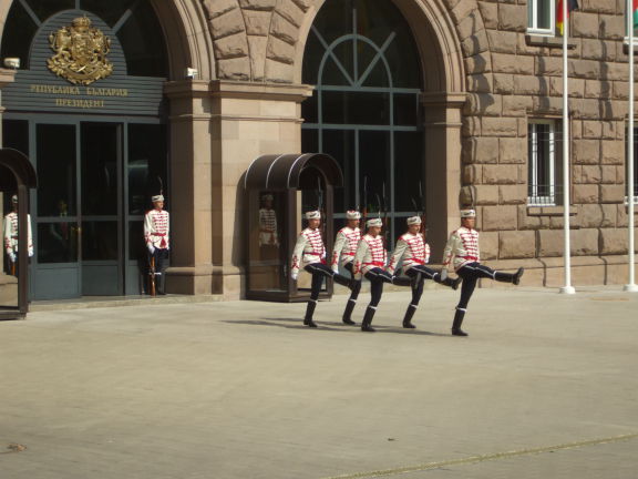 Honor guard carrying SKS rifles at the office of the Bulgarian president, in Sofia, Bulgaria.