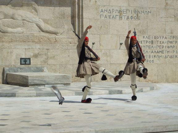 Evzoni, or Proedriki Froura, or Presidential Guard, at Plateia Syntagma, or Constitution Square, in Athens.