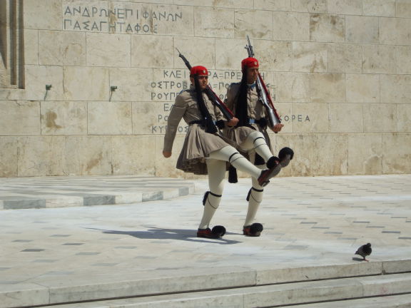 Evzoni, or Proedriki Froura, or Presidential Guard, at Plateia Syntagma, or Constitution Square, in Athens.