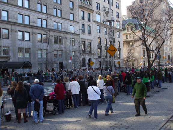 Active-duty military unit in the Saint Patrick's Day parade in New York.