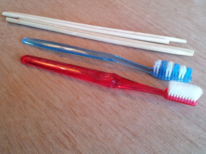 Toothbrushes and chopsticks.