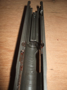 ČZ-52 slide, lying upside down.