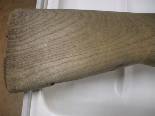 Dishwasher cleaning of an M1 Garand rifle stock. Light wood after cleaning.