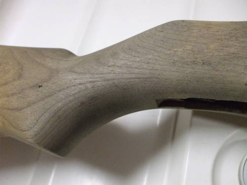 Dishwasher cleaning of an M1 Garand rifle stock.  Light wood after cleaning.