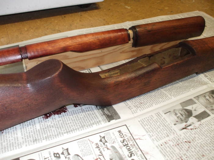 Staining an M1 Garand stock.