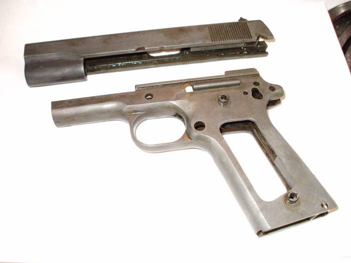 Gun parts with bluing removed.